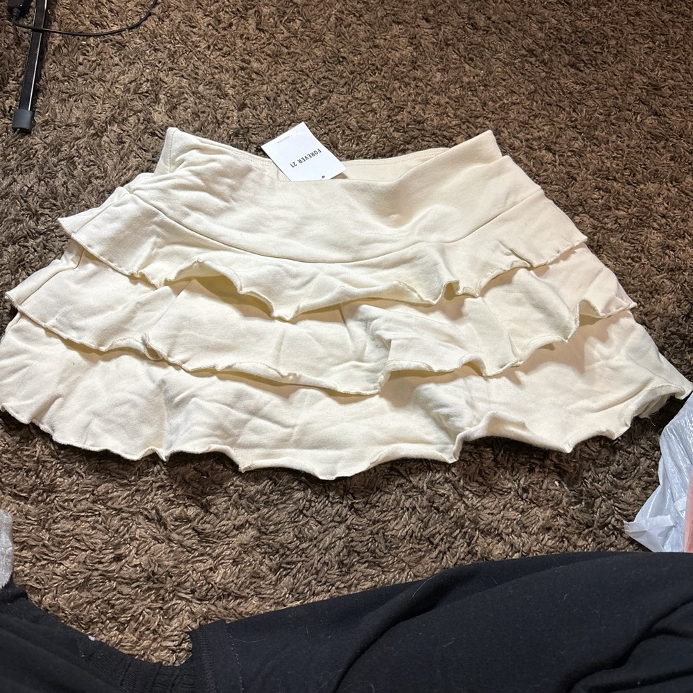 Elegant Cream Ruffled Skirt